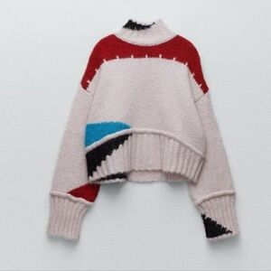 ZARA Wool Blend Color Block Sweater New
